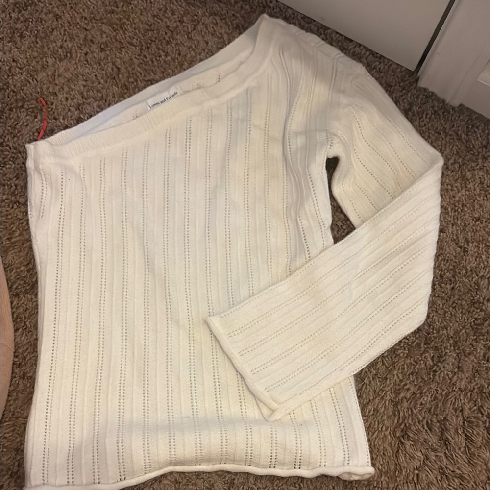 Lovers + Friends Off-the-Shoulder White Sweater